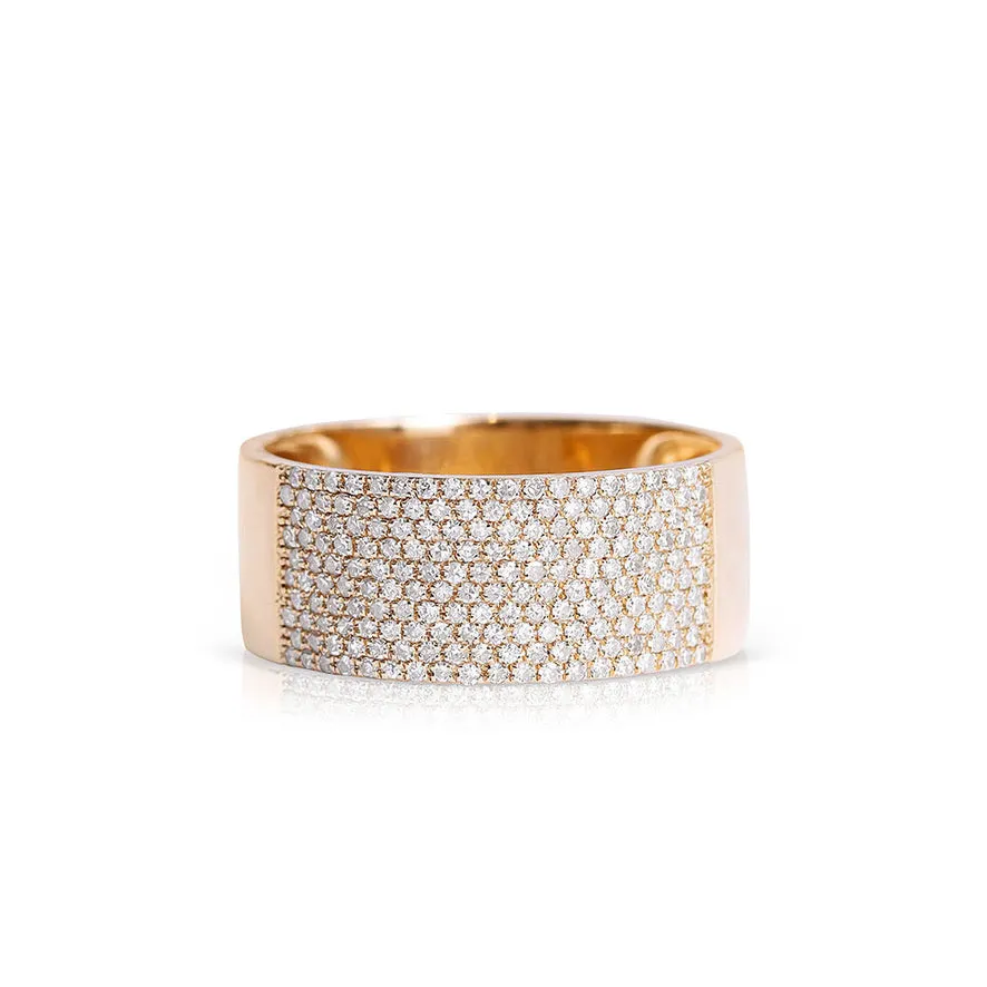 14K GOLD AND DIAMOND CIGAR BAND RING