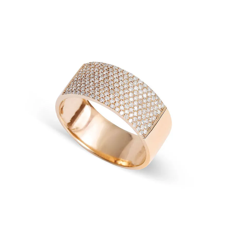 14K GOLD AND DIAMOND CIGAR BAND RING