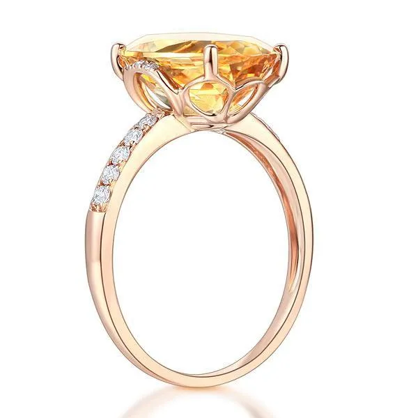 14K Rose Gold 5.2 Ct Citrine 0.22 Ct Natural Diamond MKR7082