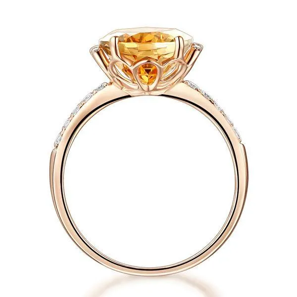 14K Rose Gold 5.2 Ct Citrine 0.22 Ct Natural Diamond MKR7082