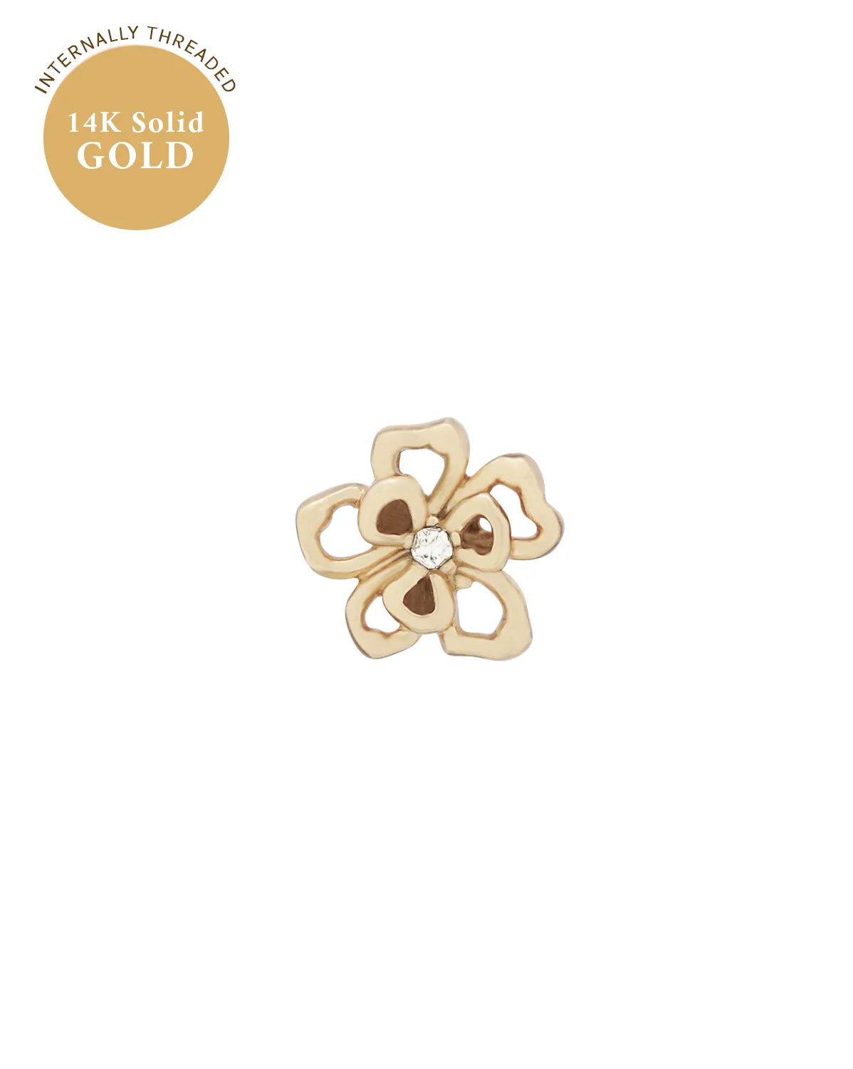 14K Solid Gold Fleur Petite Stud