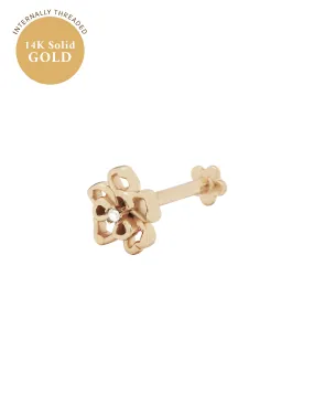 14K Solid Gold Fleur Petite Stud