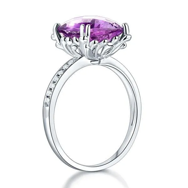 14K White Gold Cushion cut Amethyst Diamond MKR7084