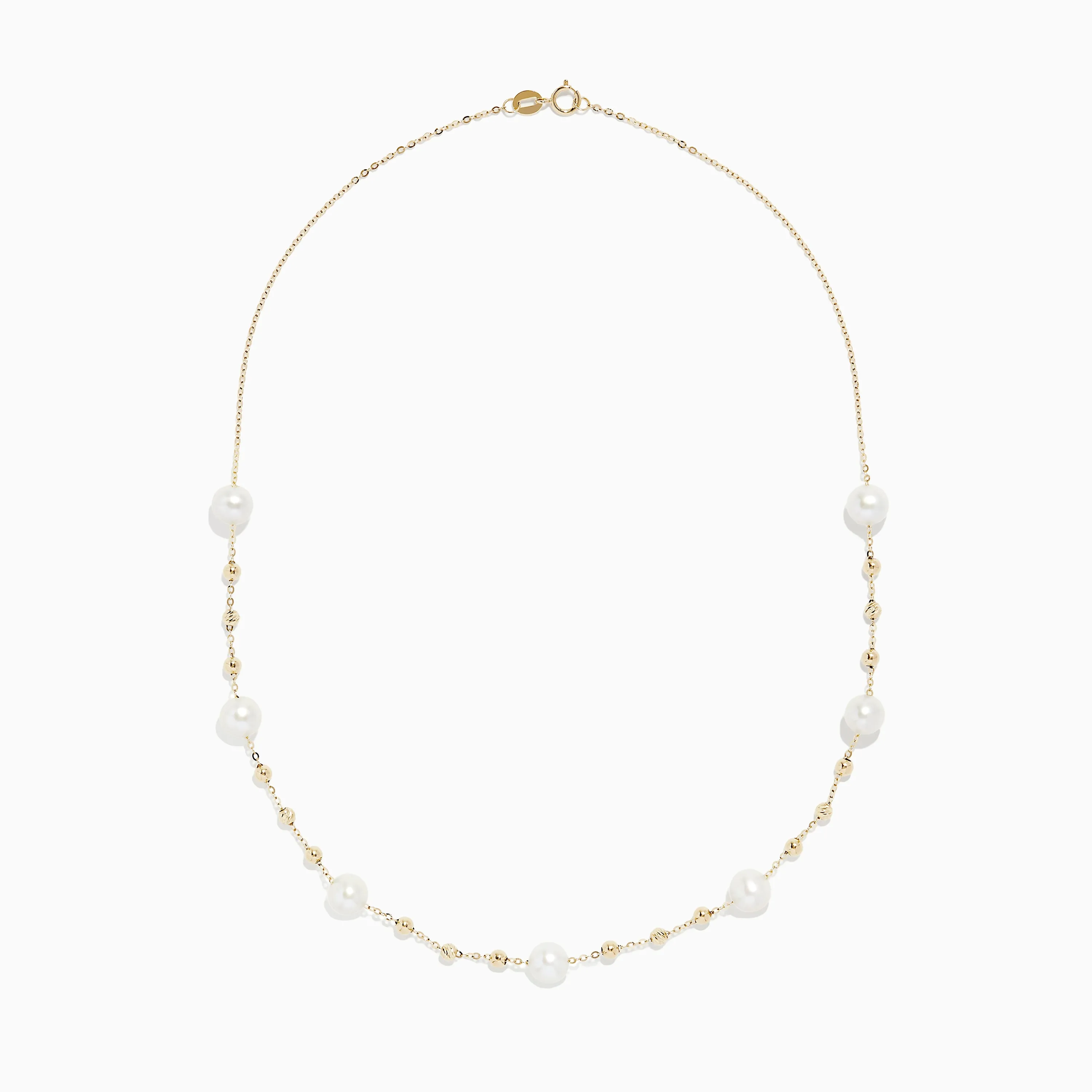 14K Yellow Gold 16" Pearl Station Necklace