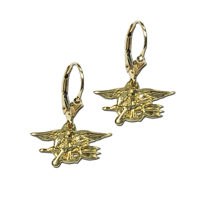 14K Yellow Gold Trident French Dangle Earrings