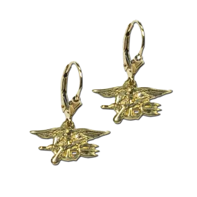 14K Yellow Gold Trident French Dangle Earrings