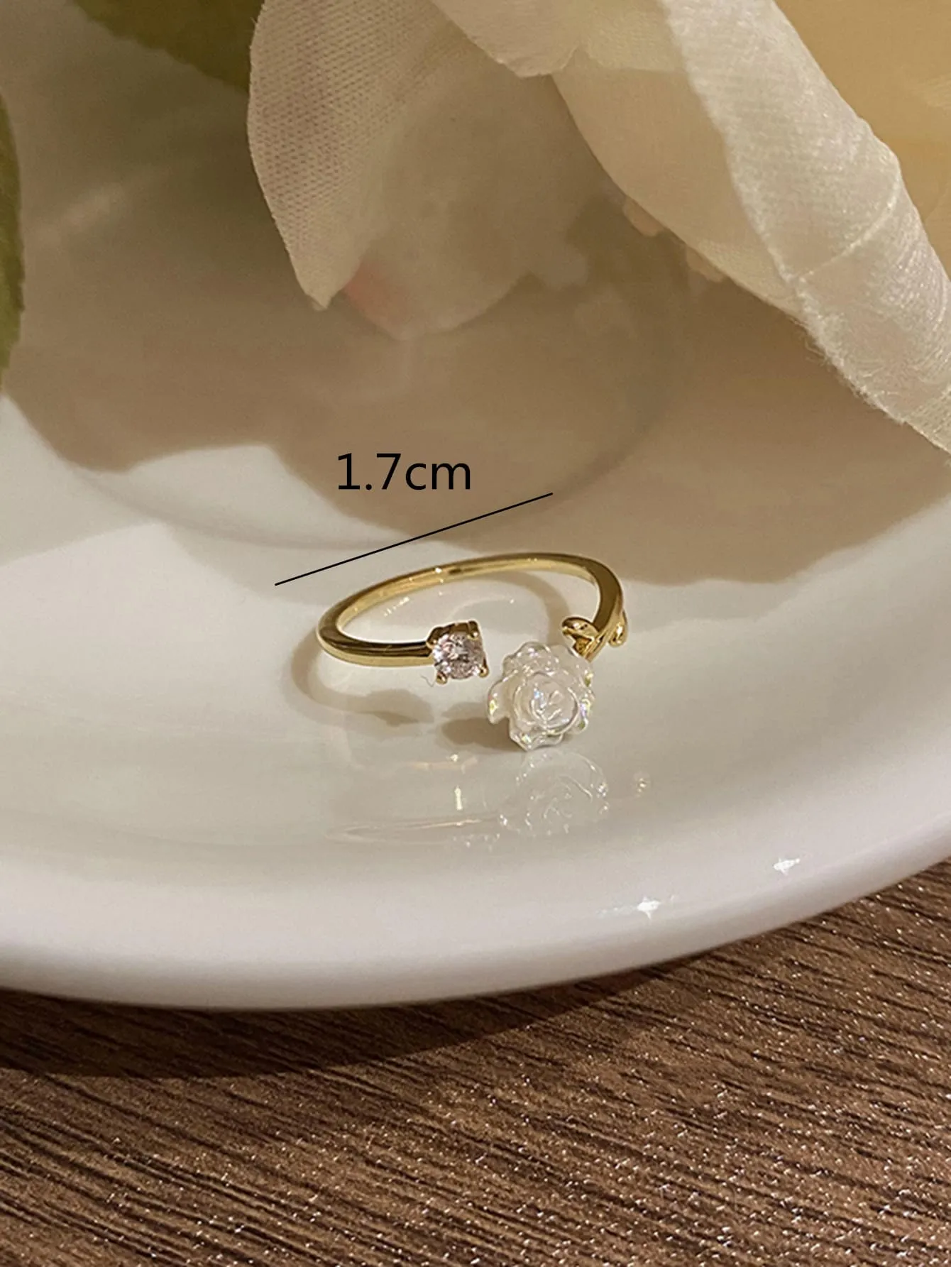 1pc Fashion Zinc Alloy Flower & Rhinestone Decor Cuff Ring For Women For Daily Decoration