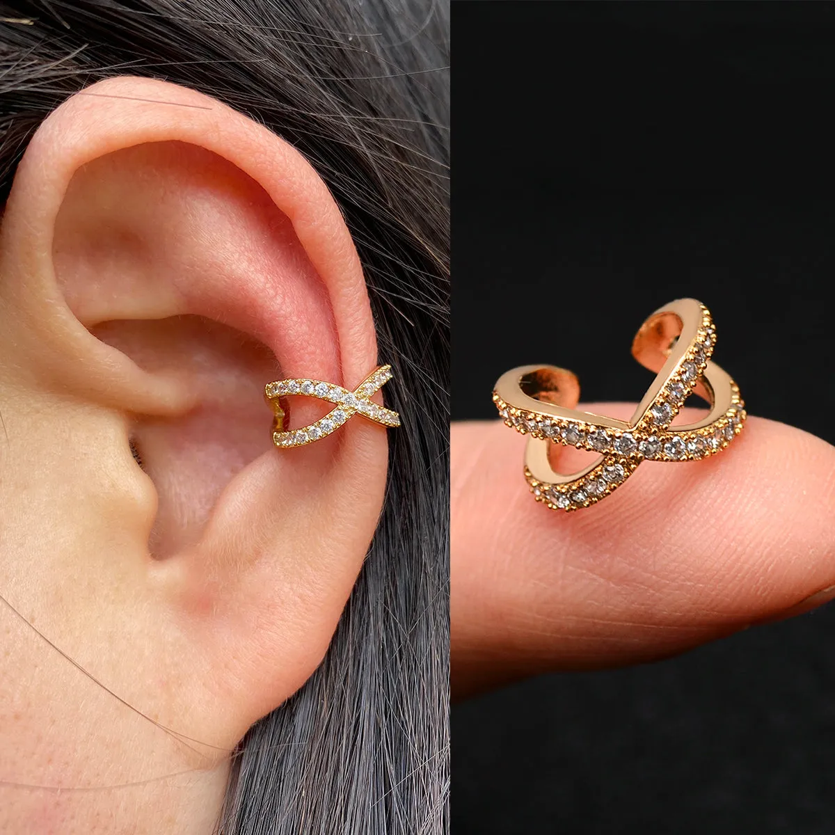 1Pc Helix Cartilage Conch Fake Without Piercing Ear Cuffs Earcuff Wrap Rock Earring Cuff No Piercing