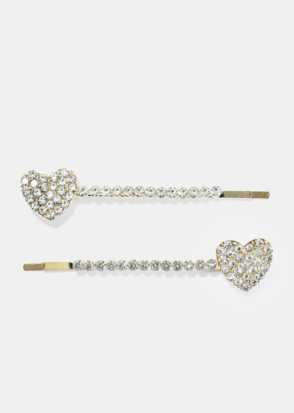 2 Piece Rhinestone Heart Hair Clips