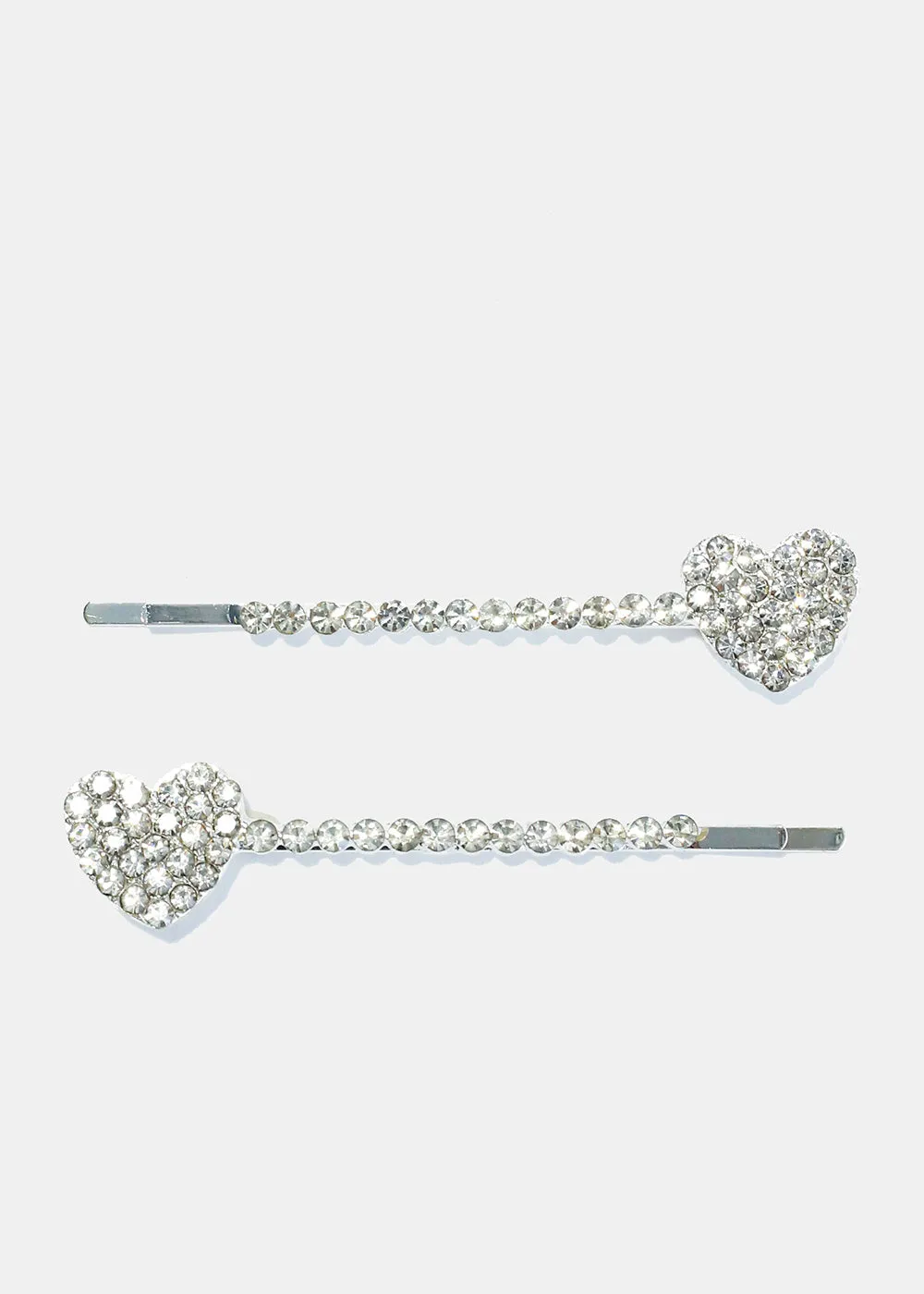 2 Piece Rhinestone Heart Hair Clips