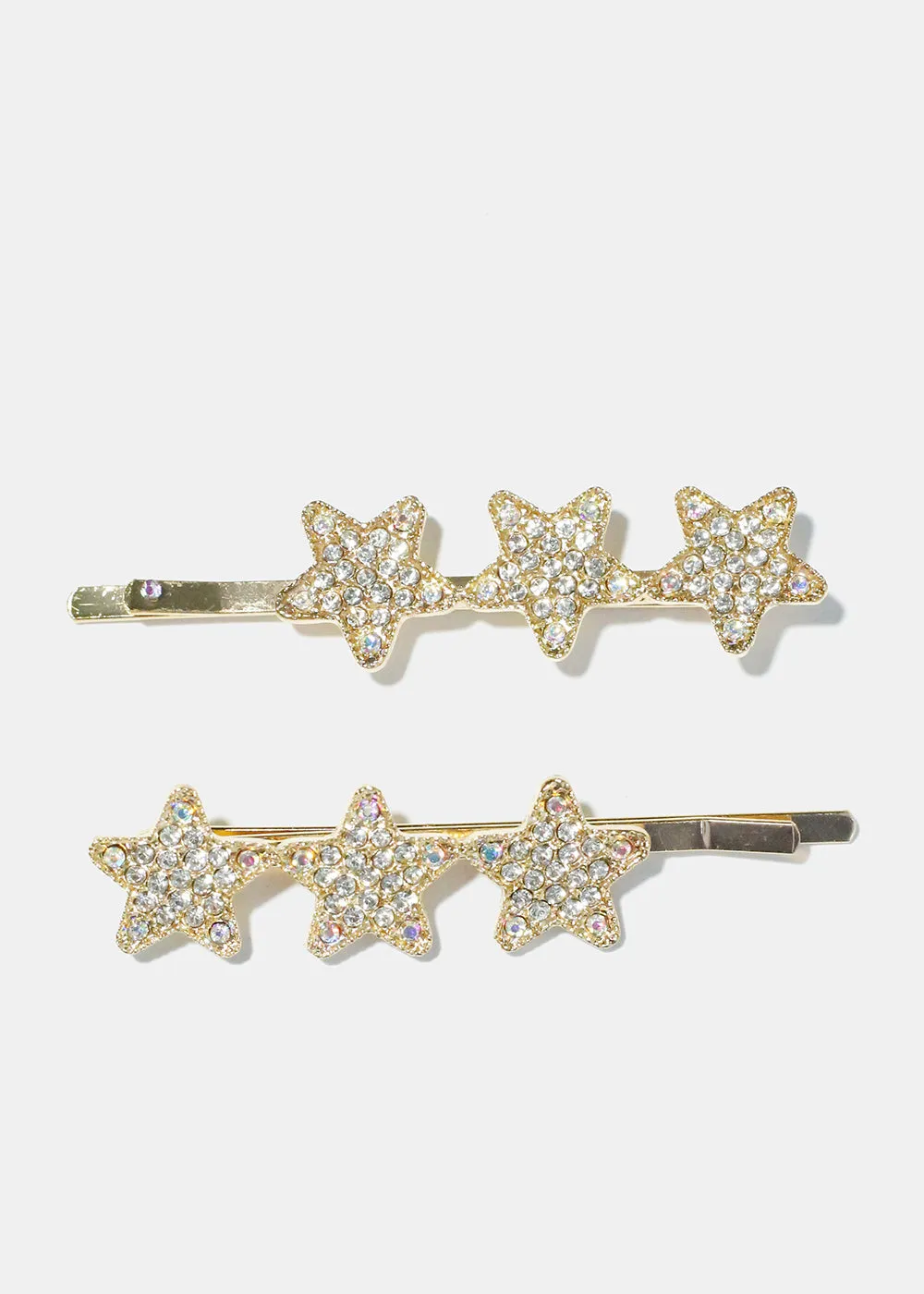 2 Piece Rhinestone Studded Star Hair Pins