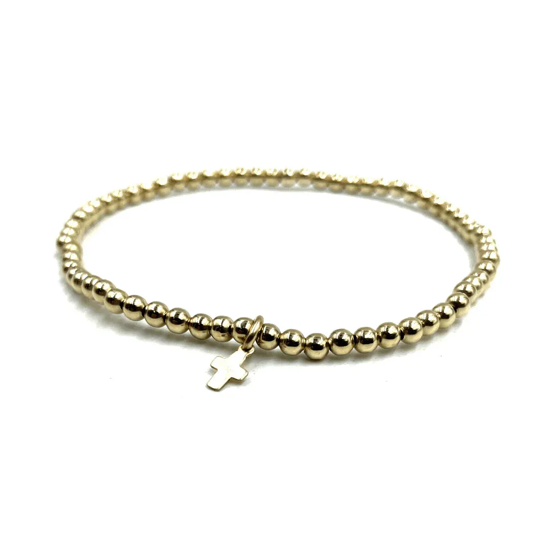 3MM GOLD FILLED KARMA WATERPROOF BRACELET WITH LUXE CROSS