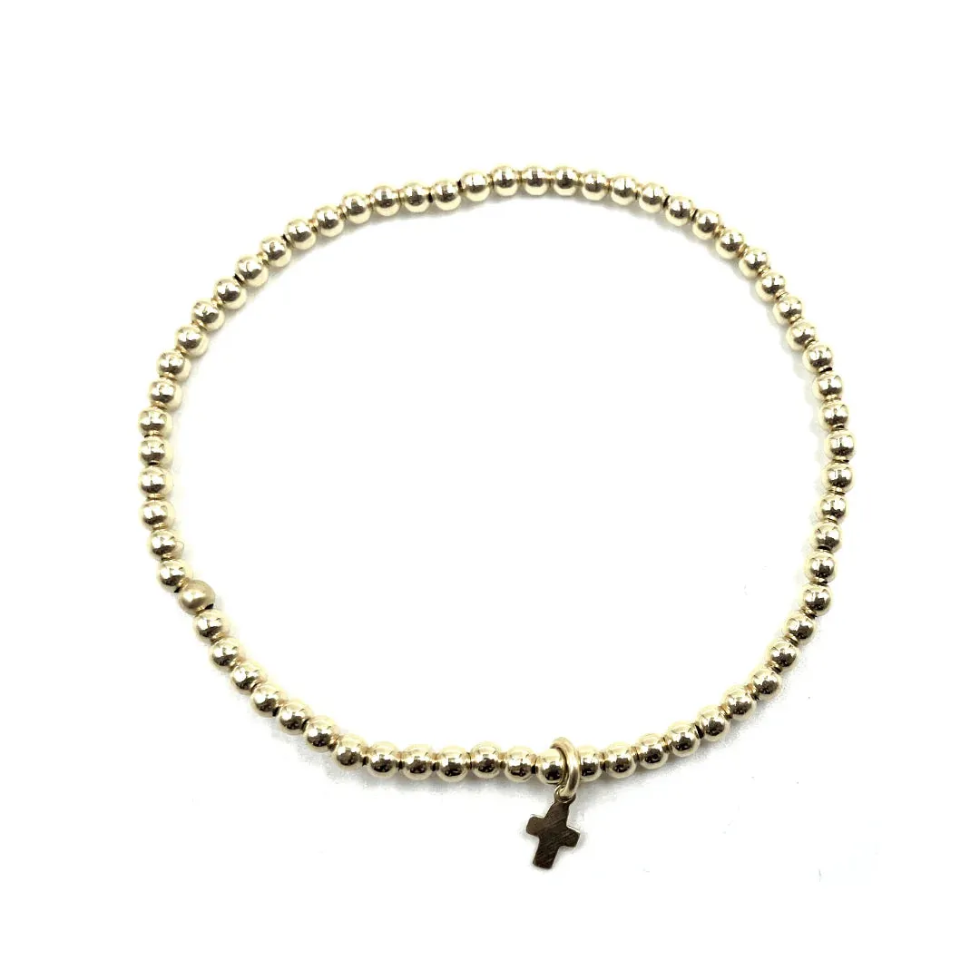 3MM GOLD FILLED KARMA WATERPROOF BRACELET WITH LUXE CROSS