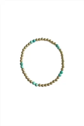 4mm Blue Howlite/Gold Beaded Bracelet