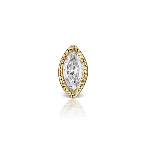 4mm Scalloped Marquise Diamond Threaded Stud by Maria Tash in 14K Yellow Gold. Flat Stud.