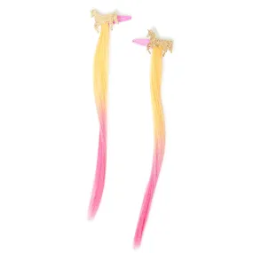 Accessorize London Girl's  Unicorn Fake Hair Clips Set Of Two