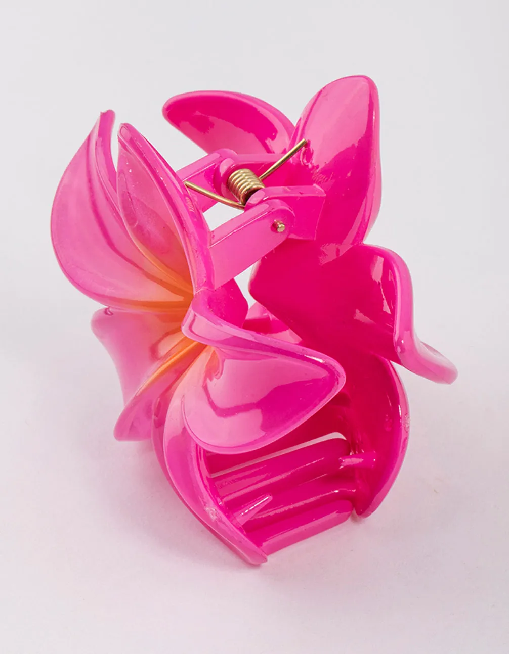 Acrylic Pink Tropical Flower Claw Clip