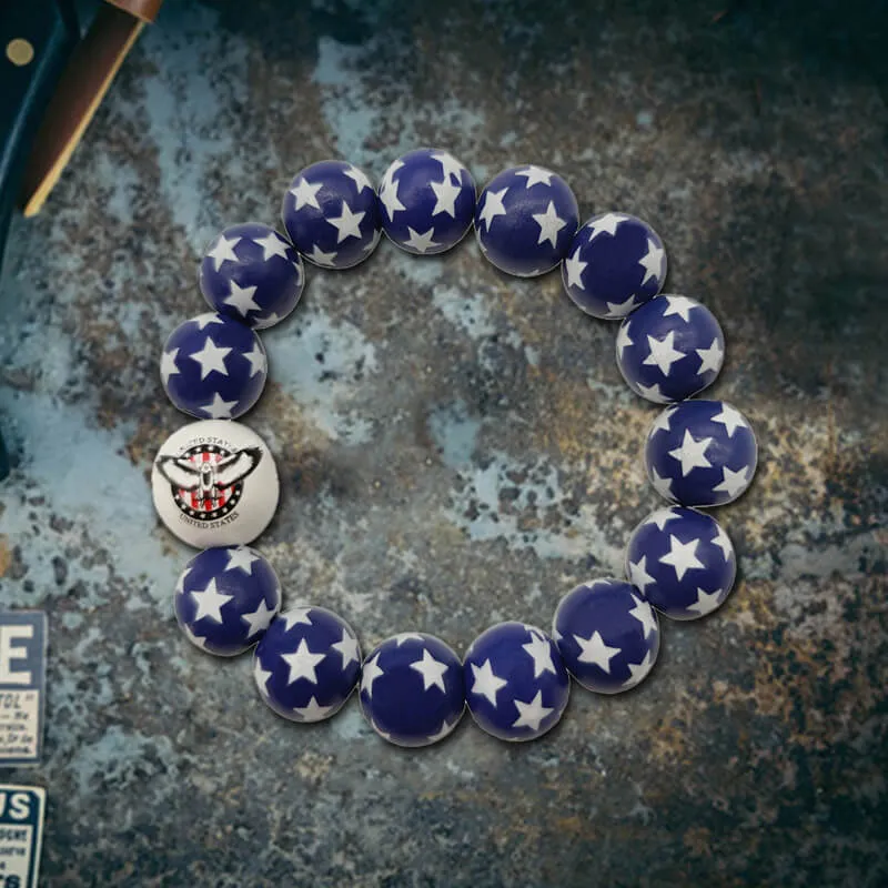 American Flag Wood Beaded Bracelet