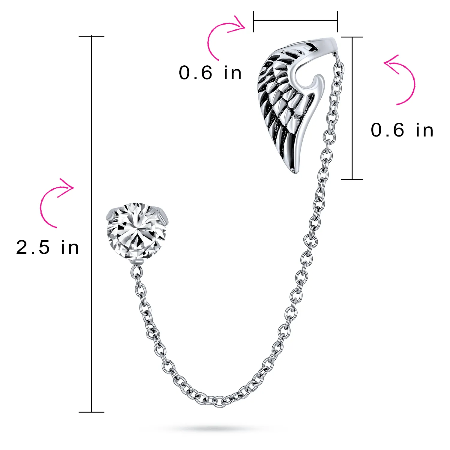 Angel Wing Cartilage Earring Warp Ear Crystal Stud Stainless Steel