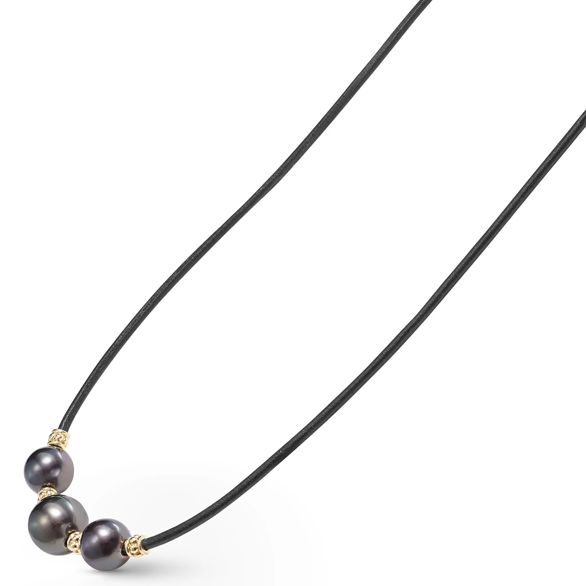 Anthem 18K Gold Triple Tahitian Black Pearl Necklace