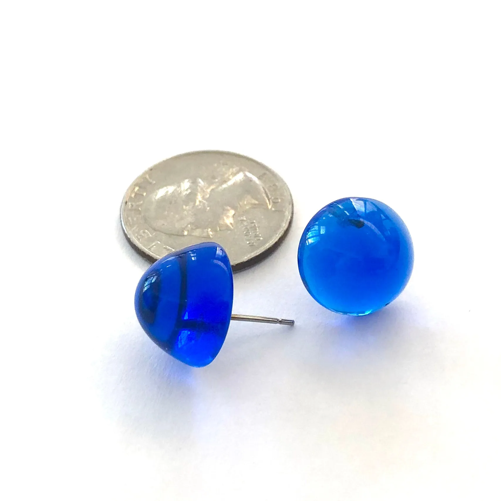 Aqua Blue Gumdrop Stud Earrings