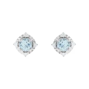 Aquamarine Earrings with Diamonds