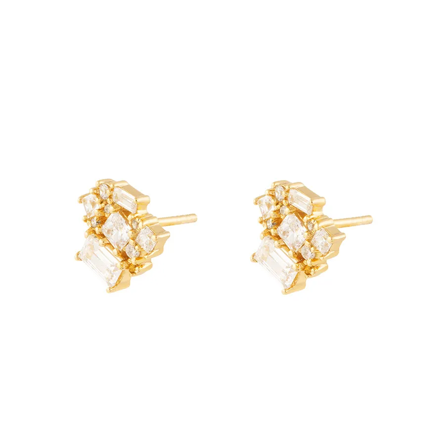 Aurora Pave Gold Stud Earrings