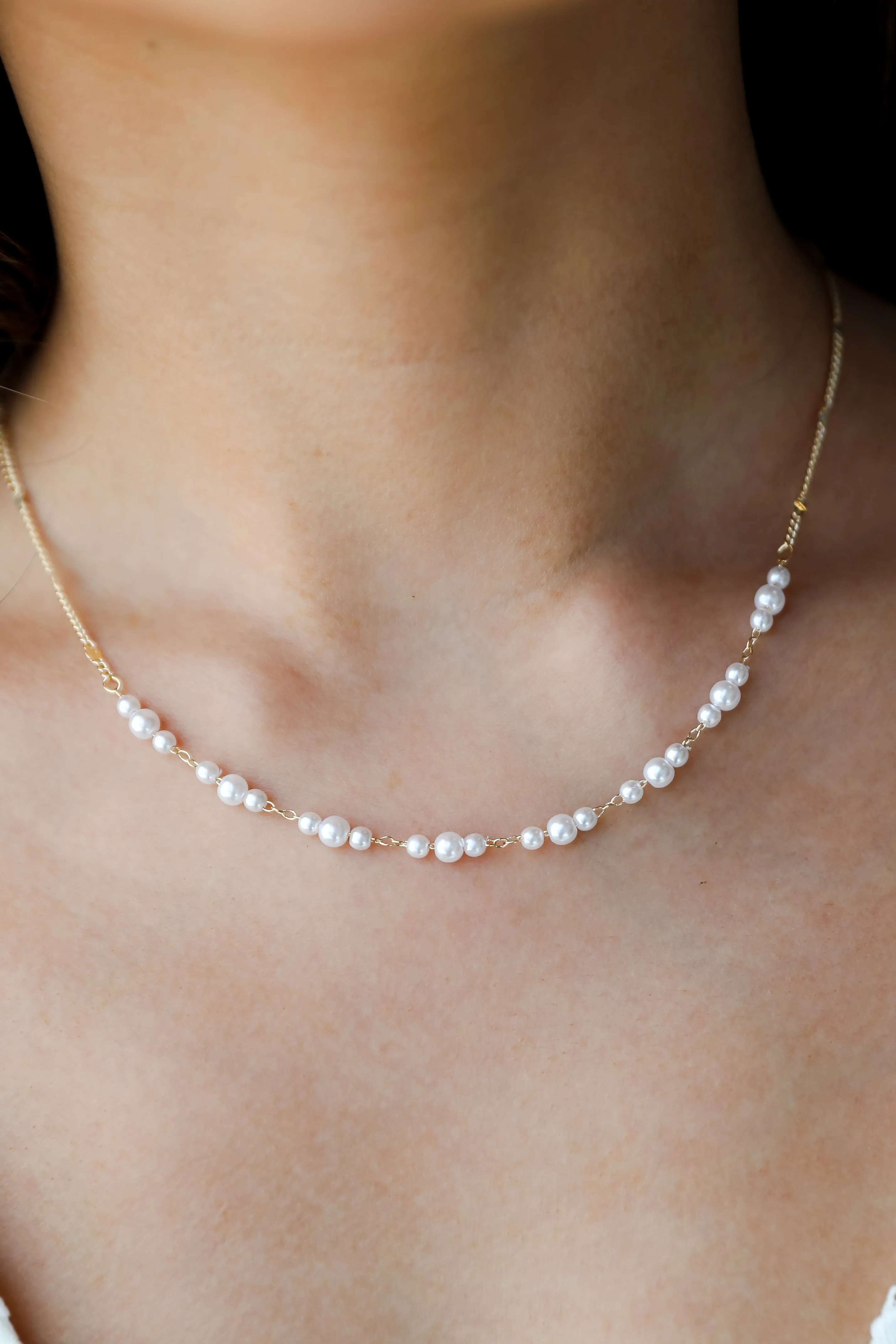 Ava Gold Pearl Chain Necklace