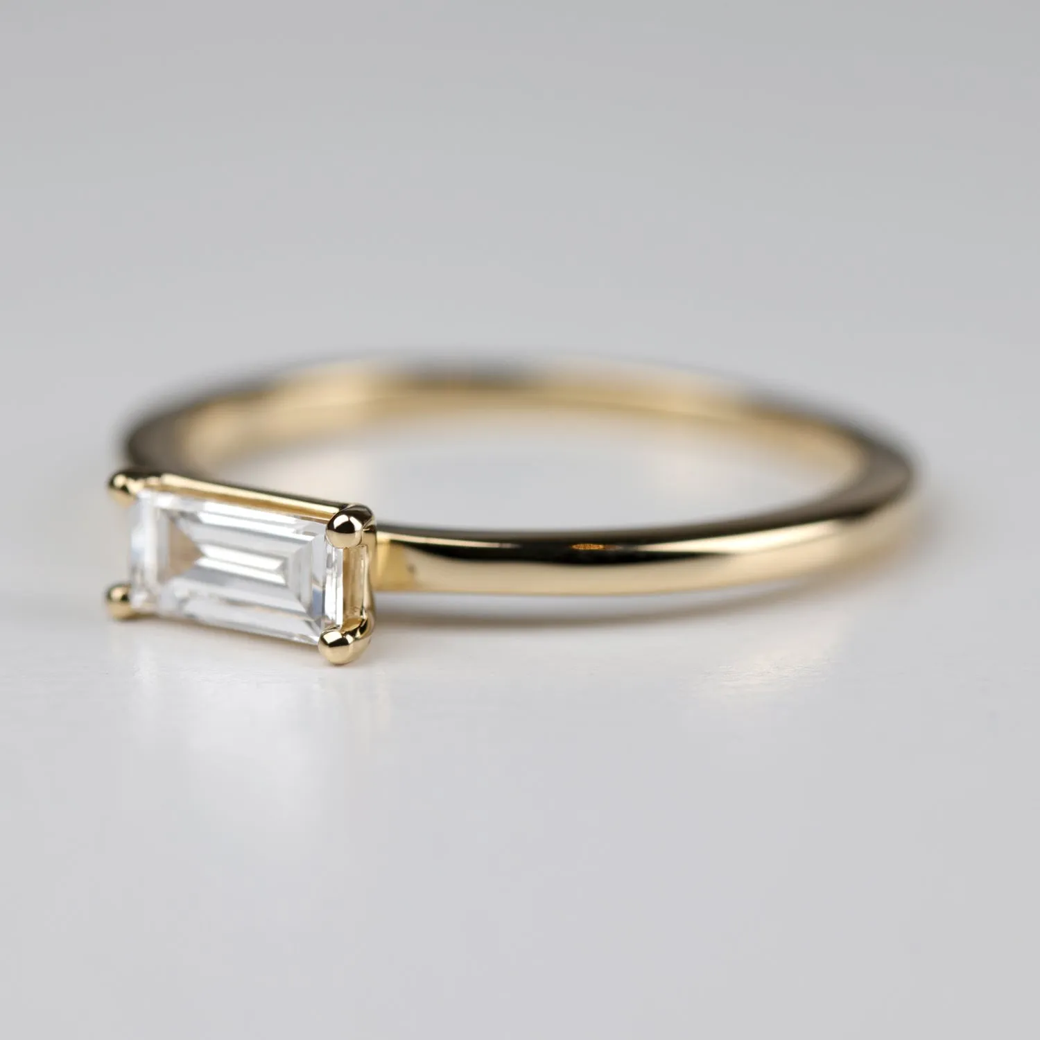 Baguette Stacking Ring with a 6x3mm Lab-grown Diamond