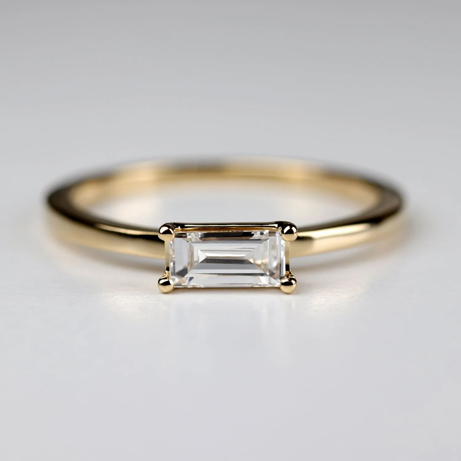 Baguette Stacking Ring with a 6x3mm Lab-grown Diamond