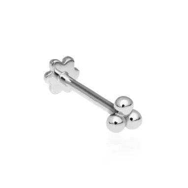 Ball Trinity Earring by Maria Tash in 14K White Gold. Flat Stud.