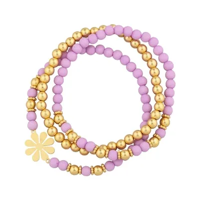 Beaded Flower Bracelet Set