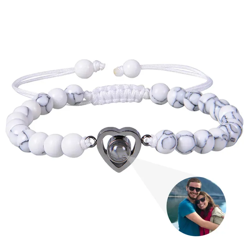 Beaded Heart Photo Bracelet