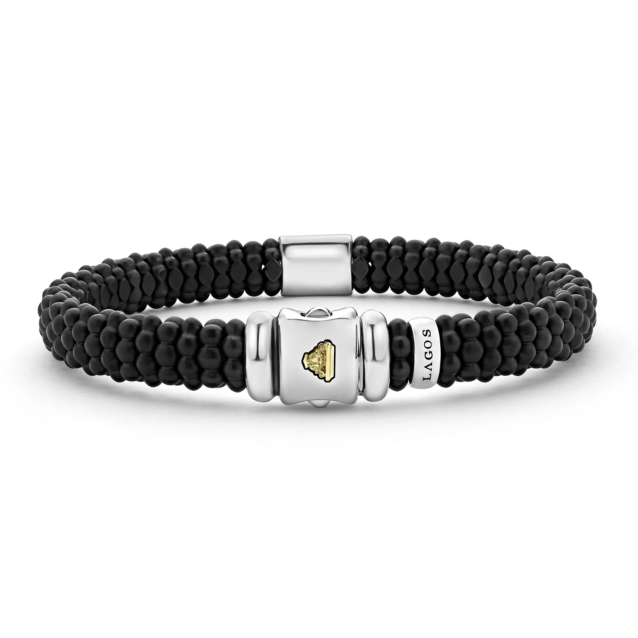 Black Caviar 18K Gold Matte Ceramic Beaded Bracelet | 9mm