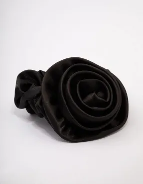 Black Fabric Rosette Hair Scrunchie