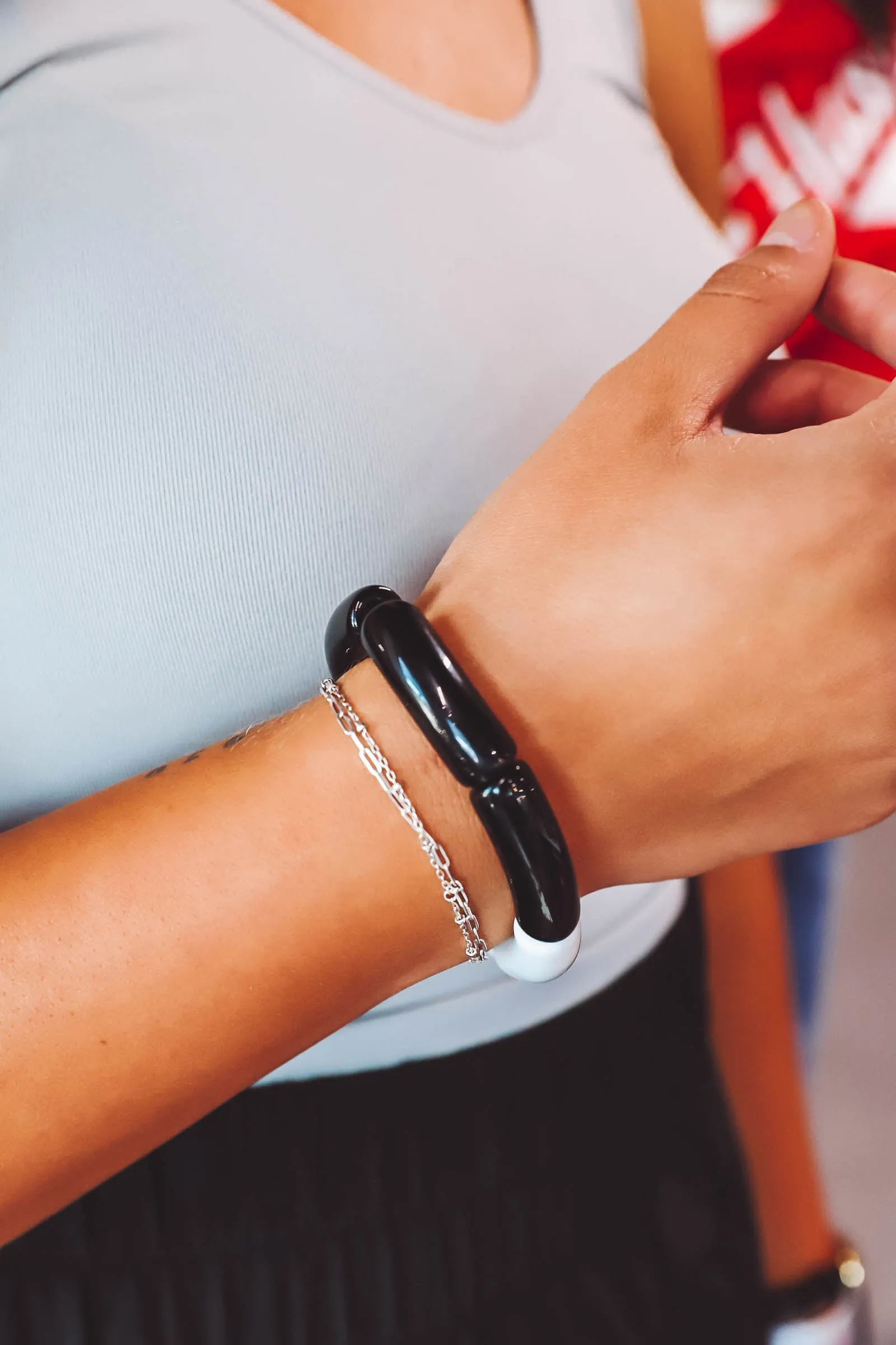 Boho Acrylic Bangle-Black & White Mix