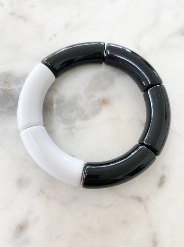 Boho Acrylic Bangle-Black & White Mix