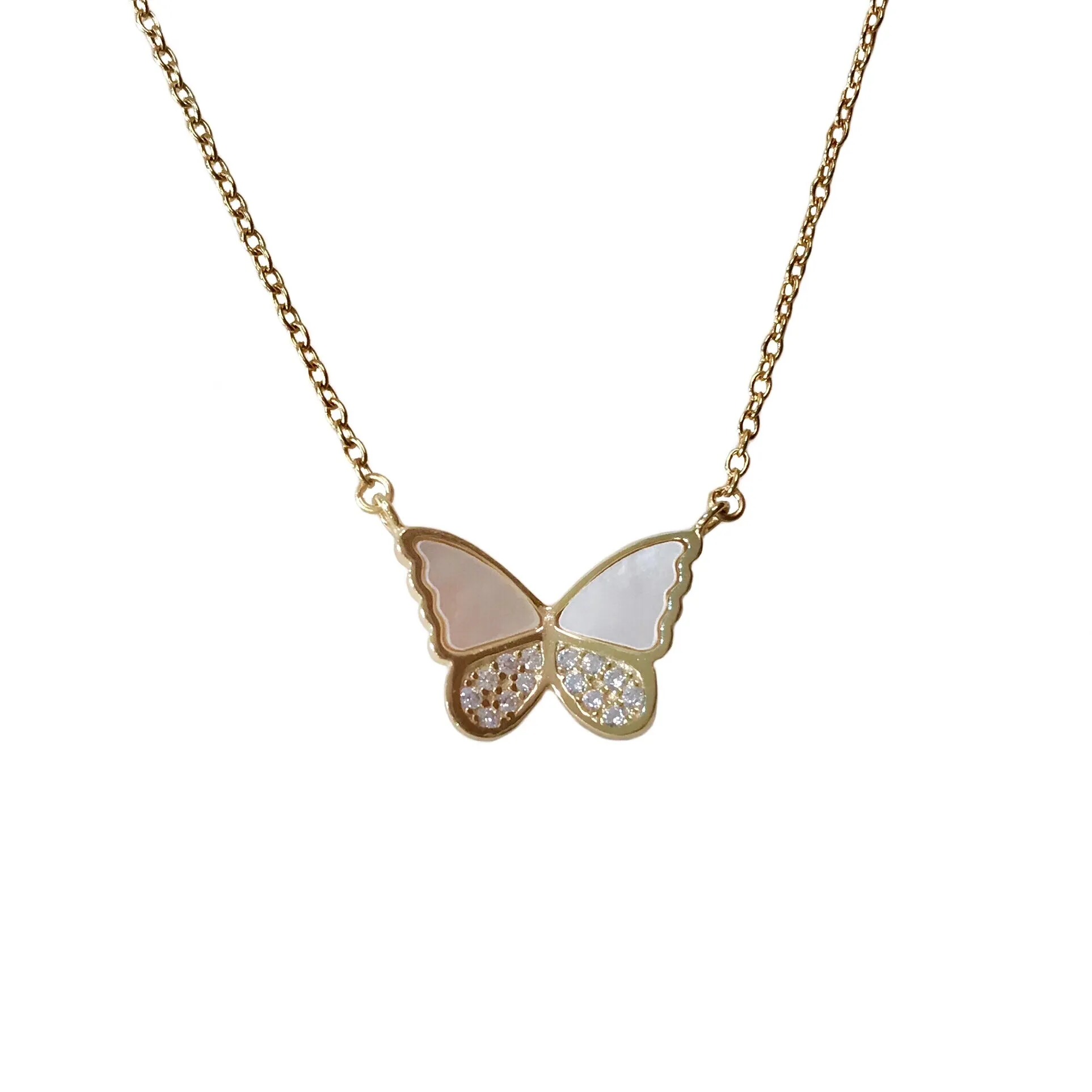 Butterfly Mother of Pearl Sparkle Necklace