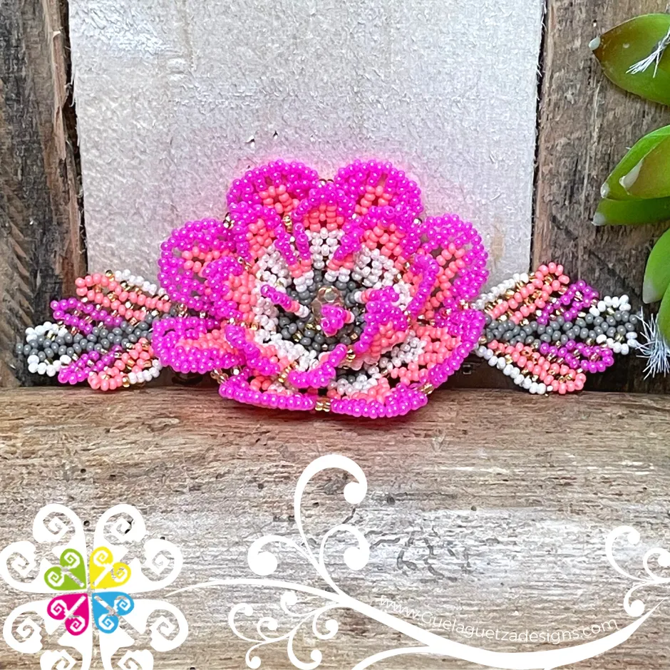 Carnation Beaded Hair Barrette Clip