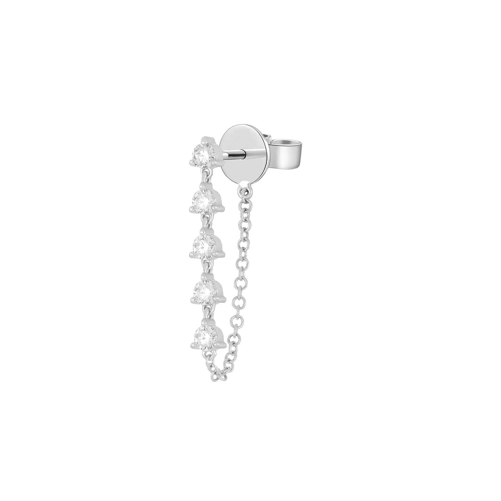 Chain Stud Earring - White Gold