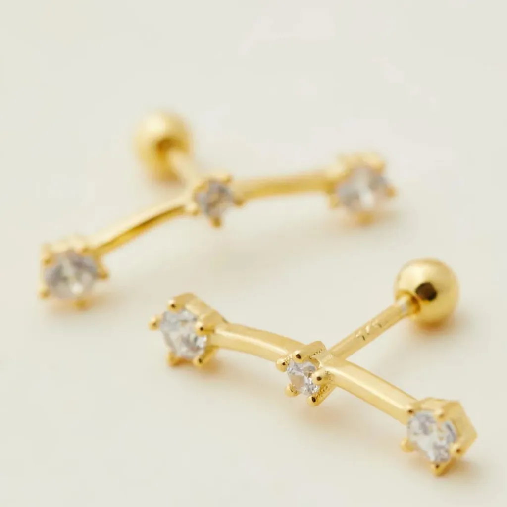 Climber CZ Stud Gold