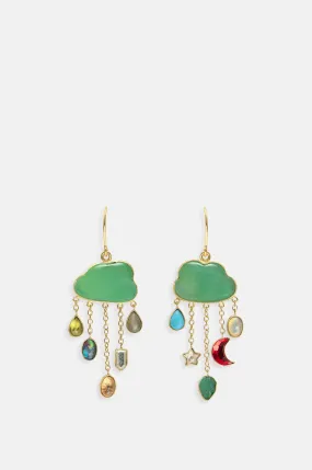 Cloud and Rain Chrysoprase Chain Drop Earrings