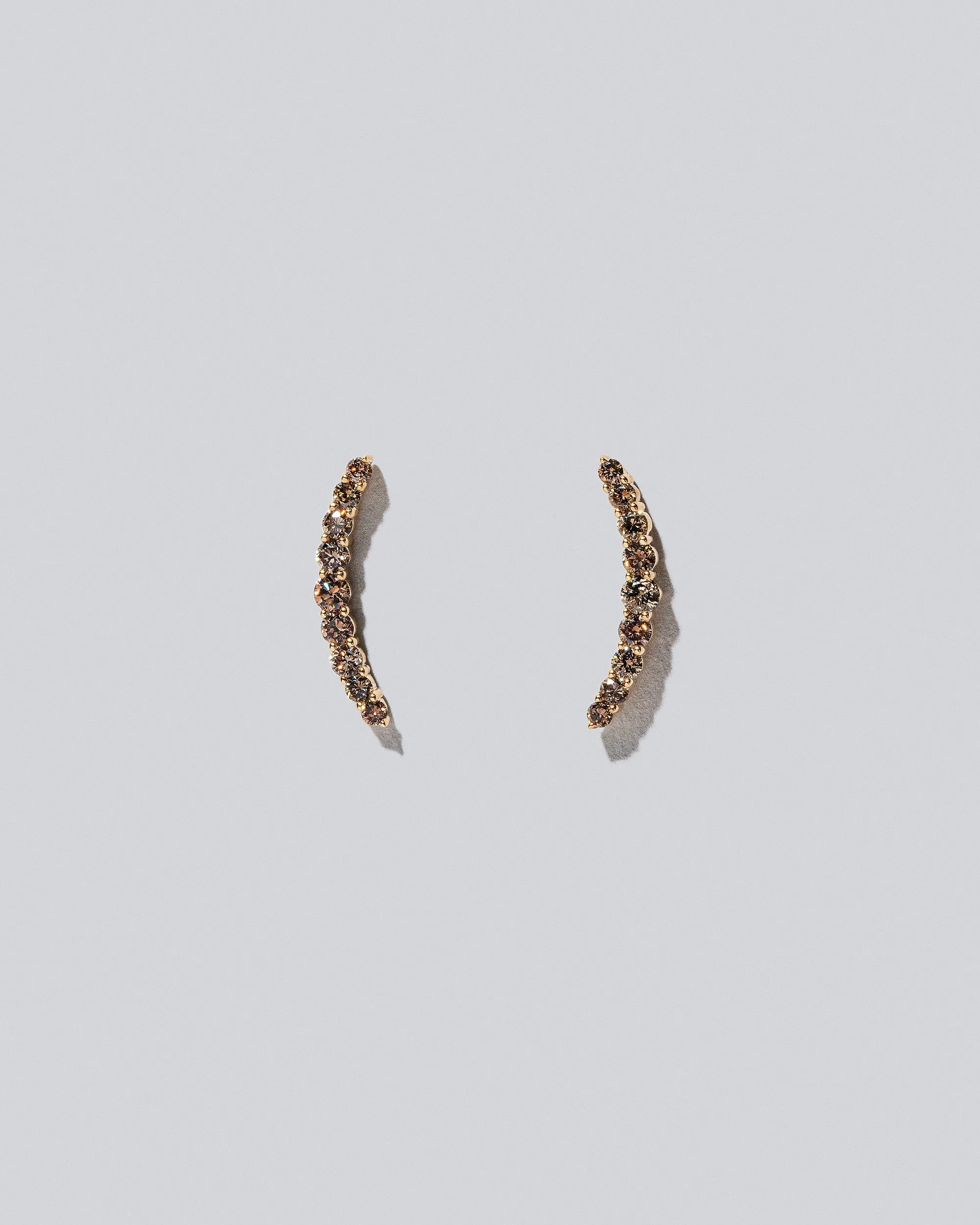 Crescent Ear Climber Stud Earrings - Cognac Diamond