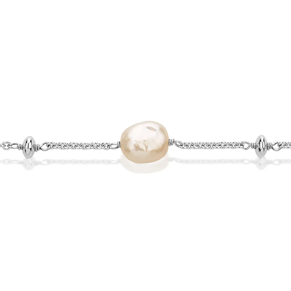 Cultured freshwater pearl necklace in sterling silver