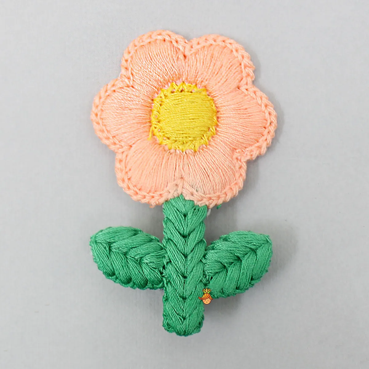 Cute Thread Embroidered Peach Flower Hair Clips