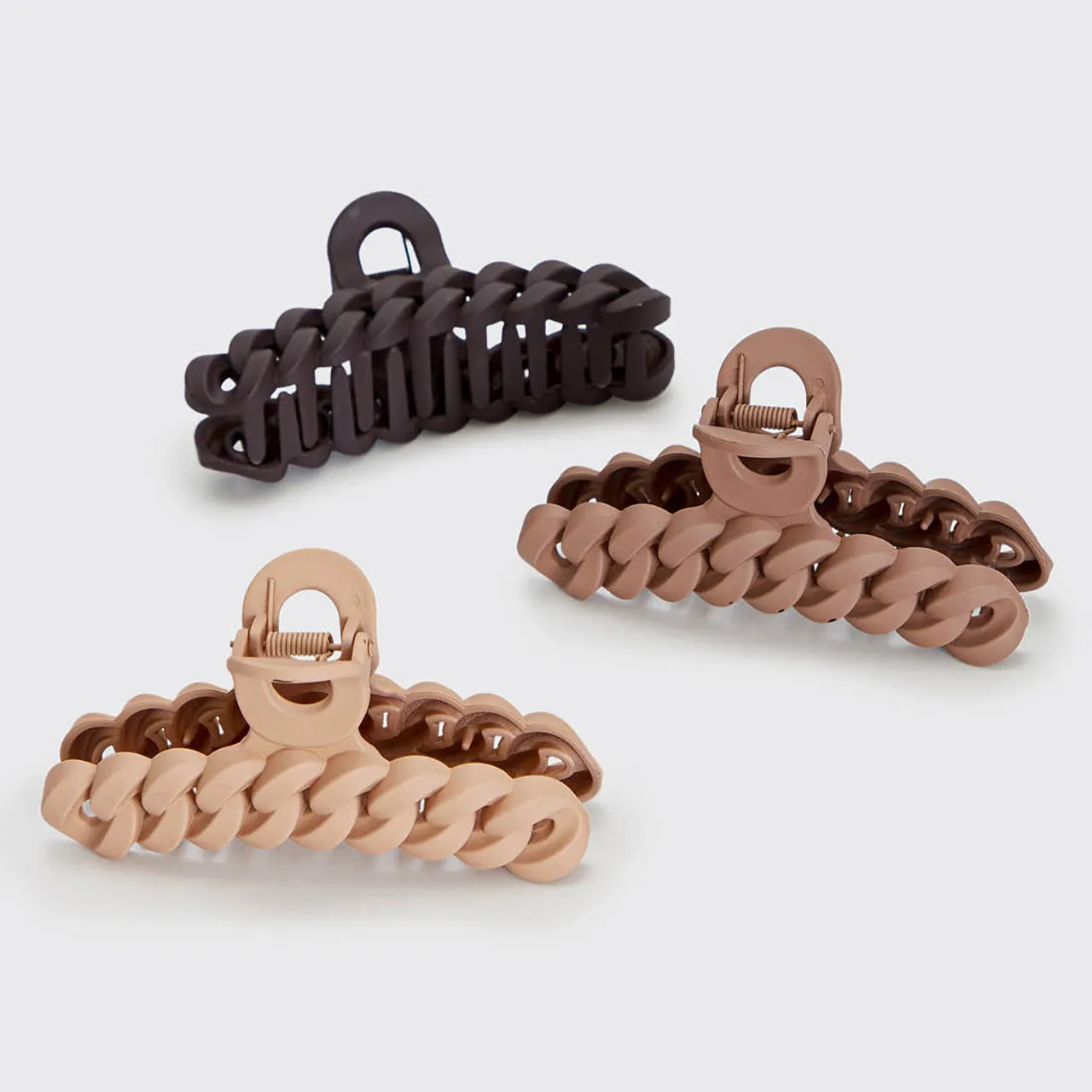 Eco-friendly Chain Claw Clip 3pc Set - Neutral