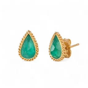 Emerald Teardrop Stud Earrings