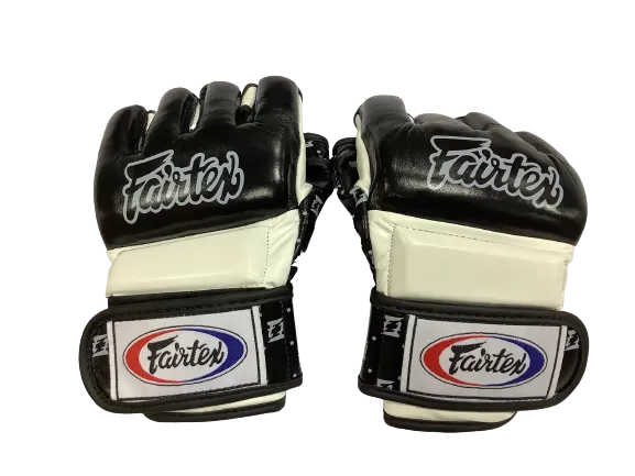 Fairtex MMA Gloves FGV17 Split Knuckles Black White