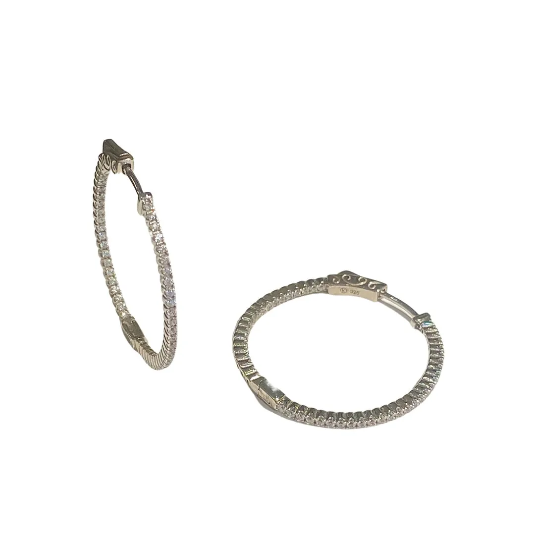 French Clasp Pave Small 1” Hoops