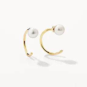 Freshwater Pearl June Birthstone Hook Earrings in 10k Gold